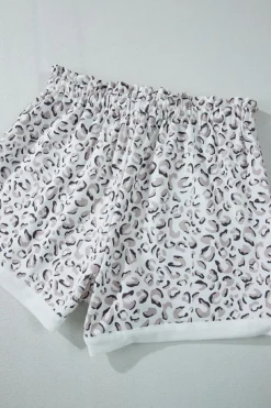 Fashion Dear-Lover Classic Leopard Hoodie and Shorts Set White