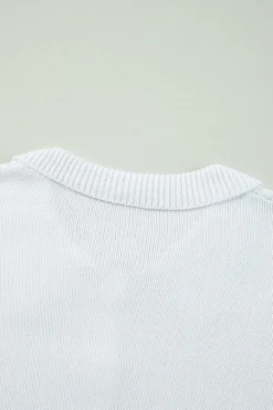 Best Dear-Lover Collared Button-up Loose Fit Casual Sweater White