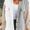 Hot Dear-Lover Color Block Button Shirt with Pocket White