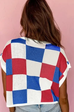 Outlet Dear-Lover Color Block Cap Sleeve Sweater White