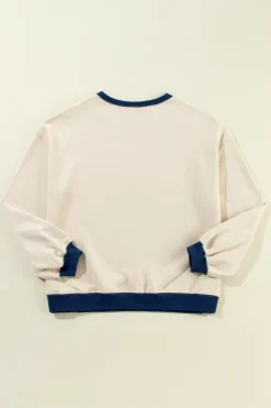 Best Dear-Lover Color Block Patch Drop Shoulder Oversized Sweatshirt White