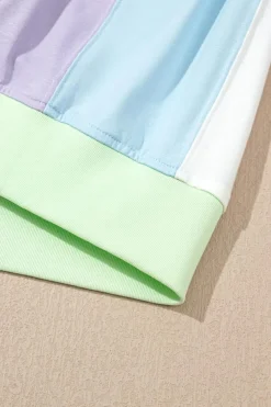 Sale Dear-Lover Color Block Patchwork Half Sleeve Oversized T Shirt White