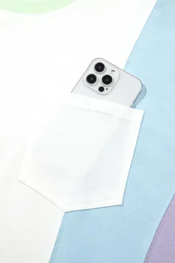Sale Dear-Lover Color Block Patchwork Half Sleeve Oversized T Shirt White