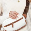Online Dear-Lover Color Contrast Patched PU Leather Wide Strap Crossbody Bags White
