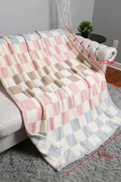 Online Dear-Lover  Colorblock Checkered Soft Blanket 127*152cm White