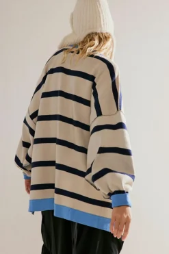 Discount Dear-Lover Colorblock Drop Shoulder Buttoned Loose Cardigan White