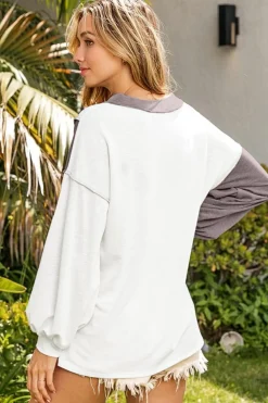 Discount Dear-Lover Colorblock Patchwork Exposed Seam Knit Top White