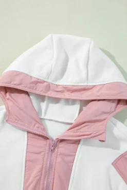 New Dear-Lover Colorblock Patchwork Half Zip Oversized Sherpa Hoodie White