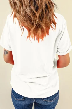 Online Dear-Lover Colored Light Bowknot Graphic Crewneck T Shirt White