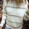 Outlet Dear-Lover Colorful Crossed Stitch Drop Shoulder Sweater White