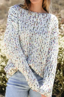 Outlet Dear-Lover Confetti Reversible Twist Sweater White