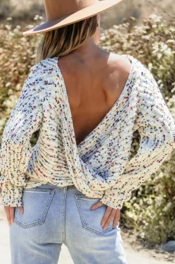 Outlet Dear-Lover Confetti Reversible Twist Sweater White