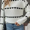 Outlet Dear-Lover Contrast Heart Pattern Crew Neck Sweater White