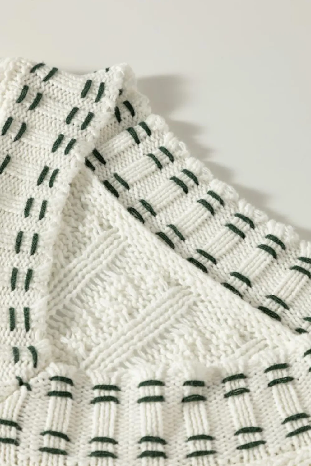 Outlet Dear-Lover Contrast Trim V Neck Cable Knit Sweater Vest White