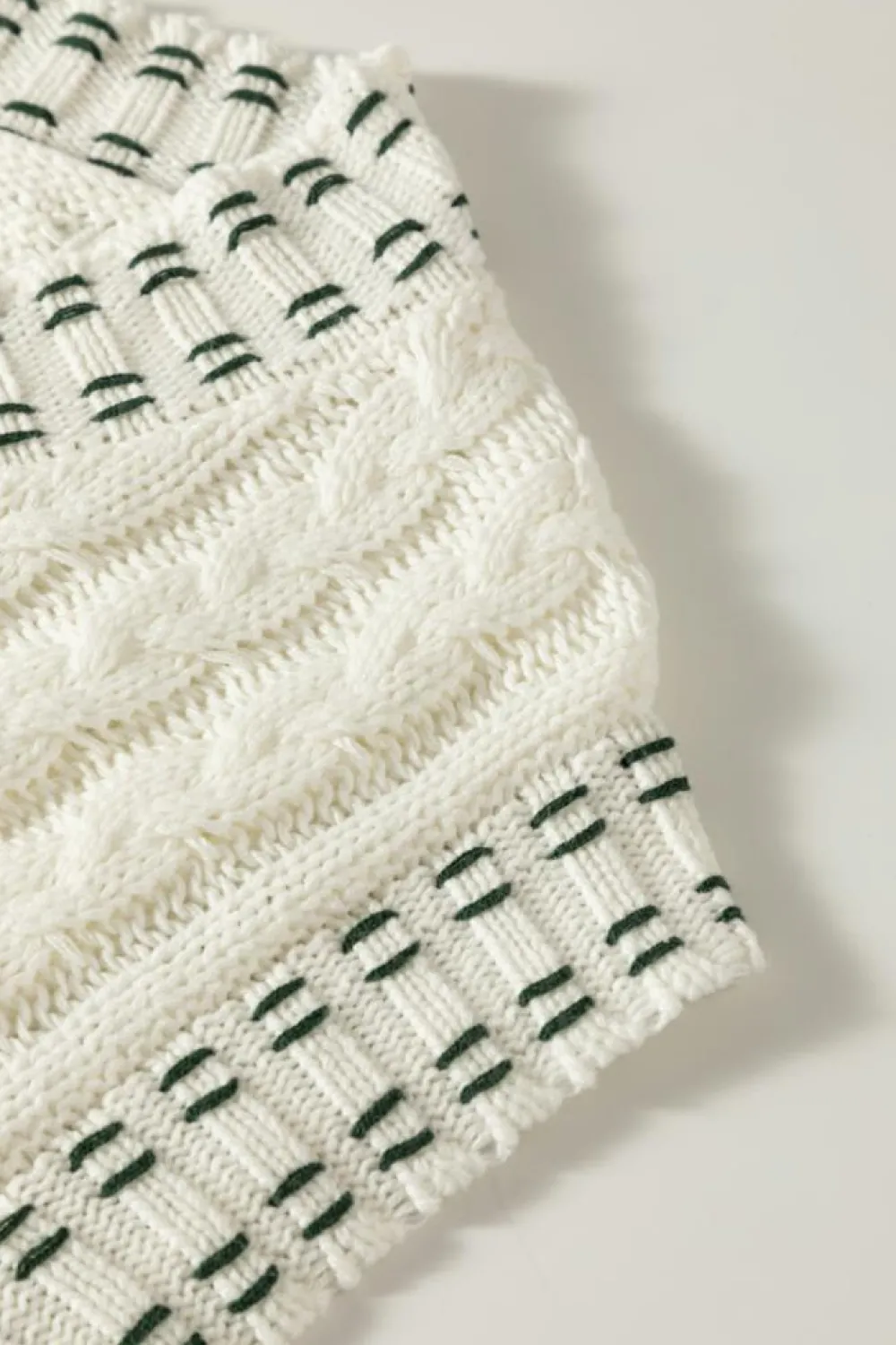 Outlet Dear-Lover Contrast Trim V Neck Cable Knit Sweater Vest White