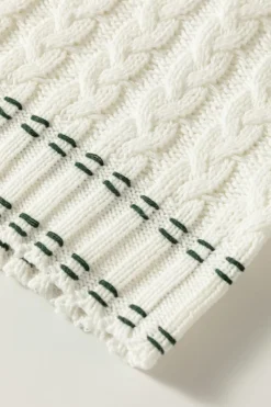 Outlet Dear-Lover Contrast Trim V Neck Cable Knit Sweater Vest White