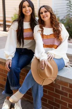 Best Dear-Lover Corded Exposed Seam Knit Patchwork Drop Sleeve Top White
