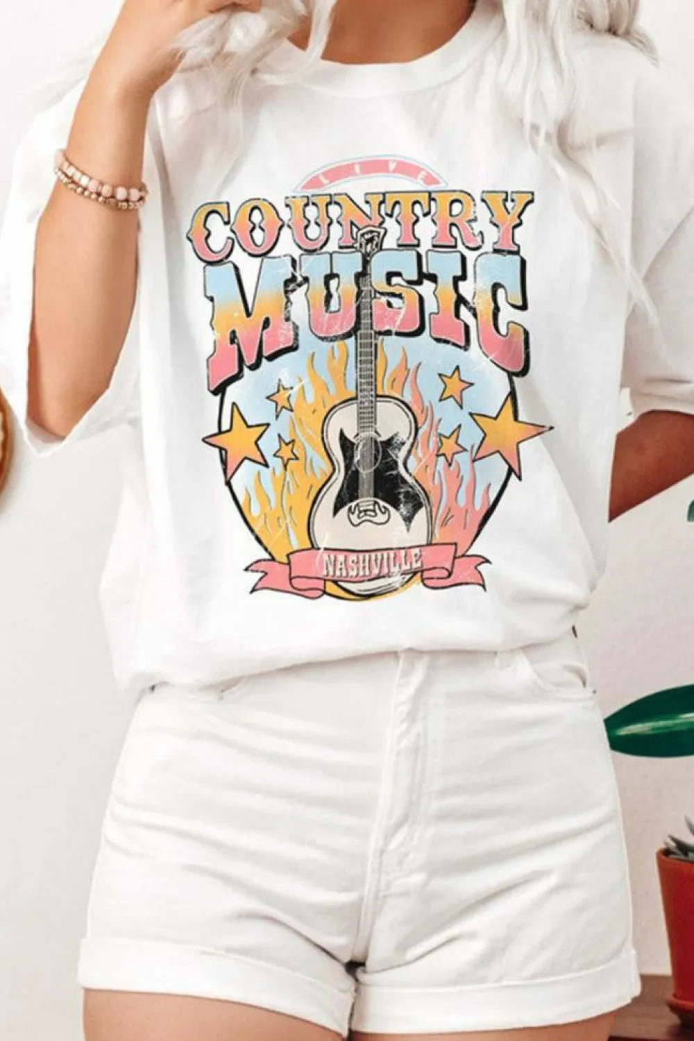 Outlet Dear-Lover COUNTRY MUSIC NASHVILLE Graphic Tee White