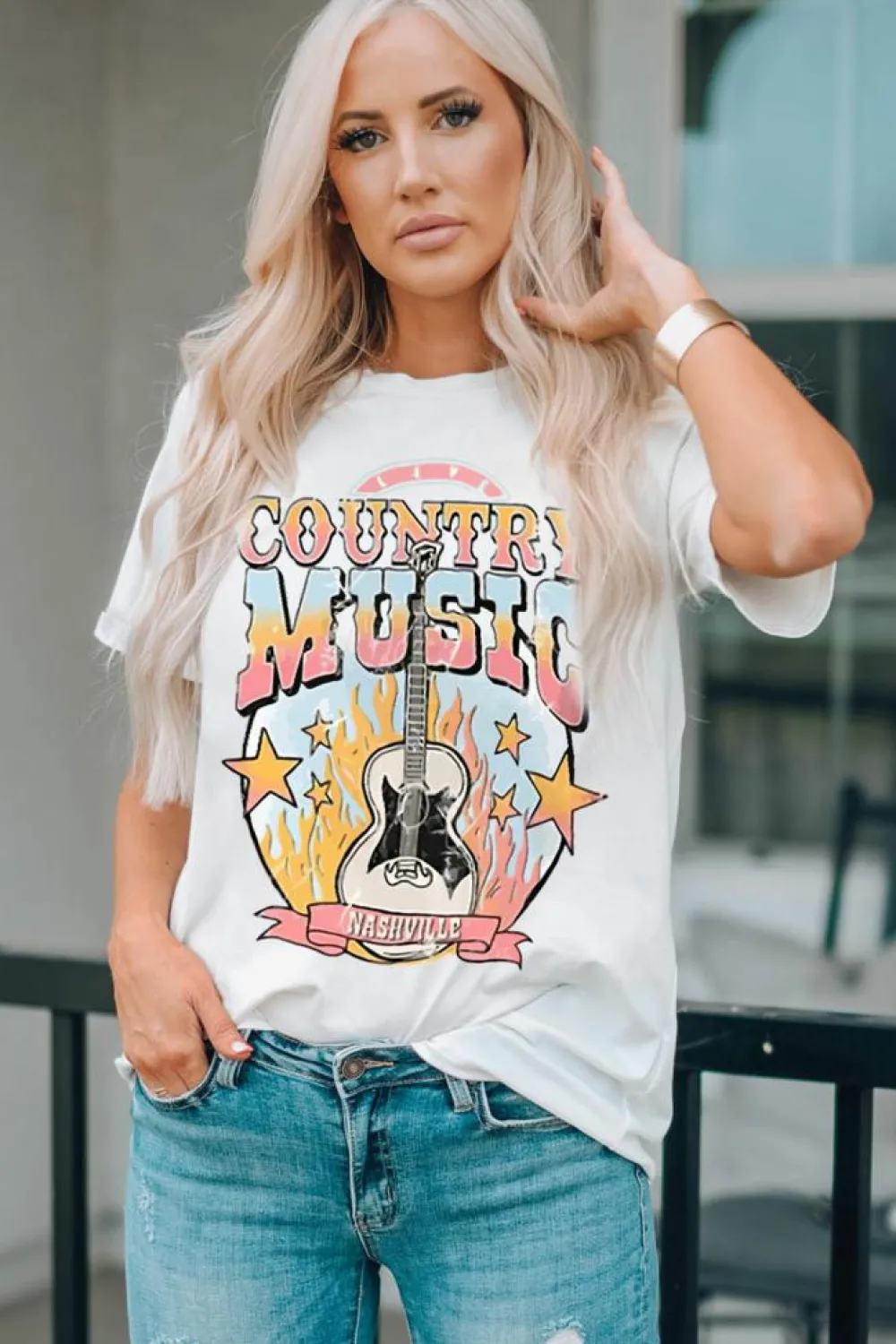 Outlet Dear-Lover COUNTRY MUSIC NASHVILLE Graphic Tee White