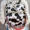 Best Dear-Lover Cow Print Multi Compartment PU Leather Backpack White