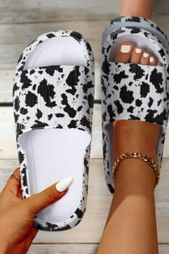 Outlet Dear-Lover Cow Spots Printed Non-slip Slippers White