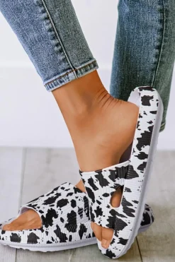 Outlet Dear-Lover Cow Spots Printed Non-slip Slippers White