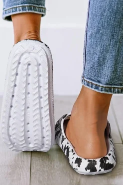 Outlet Dear-Lover Cow Spots Printed Non-slip Slippers White