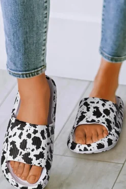 Outlet Dear-Lover Cow Spots Printed Non-slip Slippers White
