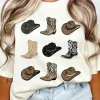 Hot Dear-Lover Cowboys Boots Western Fashion Print T Shirt White