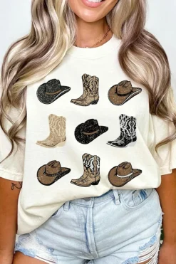 Hot Dear-Lover Cowboys Boots Western Fashion Print T Shirt White