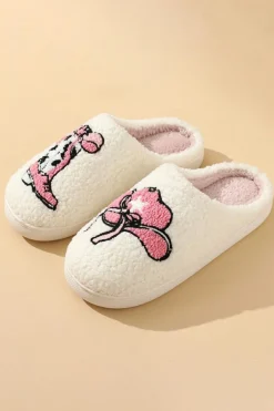 Best Dear-Lover Cowgirl Hat & Boot Printed Plush Thermal Home Slippers White