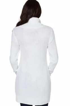 Online Dear-Lover Cowl Neck Cable Knit Sweater Dress White