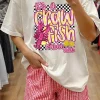 New Dear-Lover Crawfish Checkered Pattern Graphic Tee White