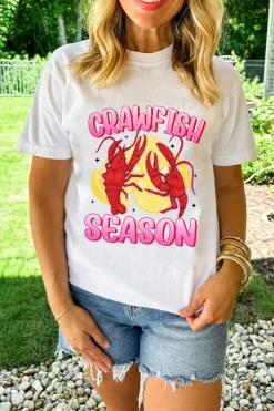 Fashion Dear-Lover CRAWFISH SEASON Lemon Spice Graphic Tee White