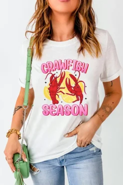 Fashion Dear-Lover CRAWFISH SEASON Lemon Spice Graphic Tee White