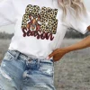 Sale Dear-Lover Crawfish Season Leopard Letter Graphic Tee White