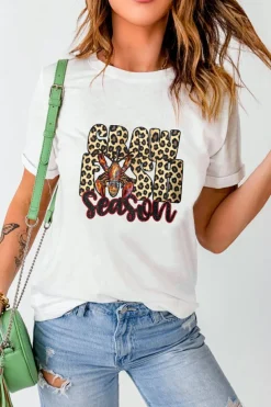 Sale Dear-Lover Crawfish Season Leopard Letter Graphic Tee White