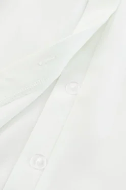 Hot Dear-Lover Crew Neck Gathered Stretch Cuff Shirt White