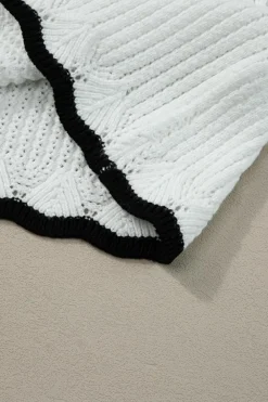 Hot Dear-Lover Crochet Eyelet Flounce Tank Top White