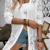 Hot Dear-Lover Crochet Hollow Out Open Front Cardigan White