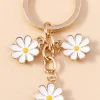 Sale Dear-Lover Cute Daisy Shape Ornament Key Ring White