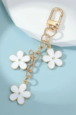 Clearance Dear-Lover Cute Flower Shape Ornament Key Buckle White