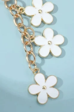 Clearance Dear-Lover Cute Flower Shape Ornament Key Buckle White