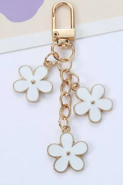 Clearance Dear-Lover Cute Flower Shape Ornament Key Buckle White