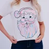 Discount Dear-Lover Cute Santa Claus Graphic Casual Tee White