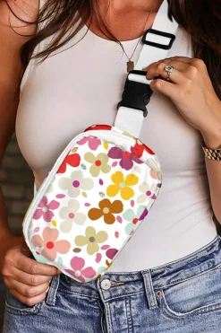 Sale Dear-Lover Cute Summer Flower Print Crossbody Bag White