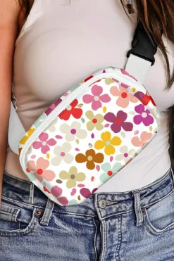 Sale Dear-Lover Cute Summer Flower Print Crossbody Bag White