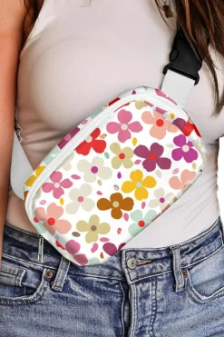 Sale Dear-Lover Cute Summer Flower Print Crossbody Bag White