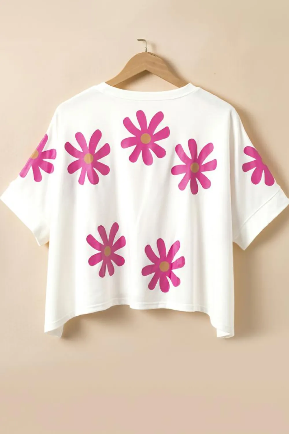 Fashion Dear-Lover Daisy Flower Printed Casual T Shirt White