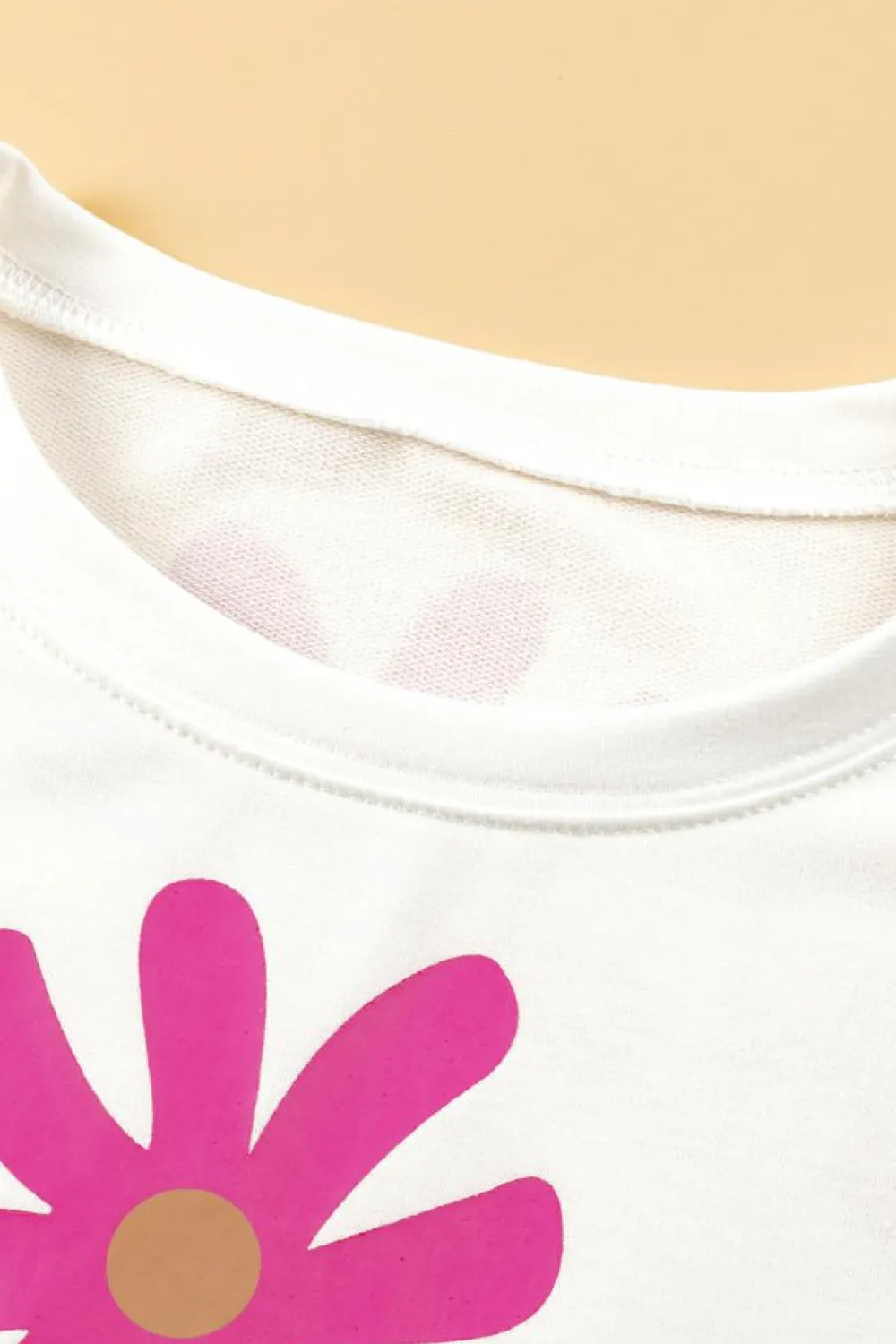 Fashion Dear-Lover Daisy Flower Printed Casual T Shirt White